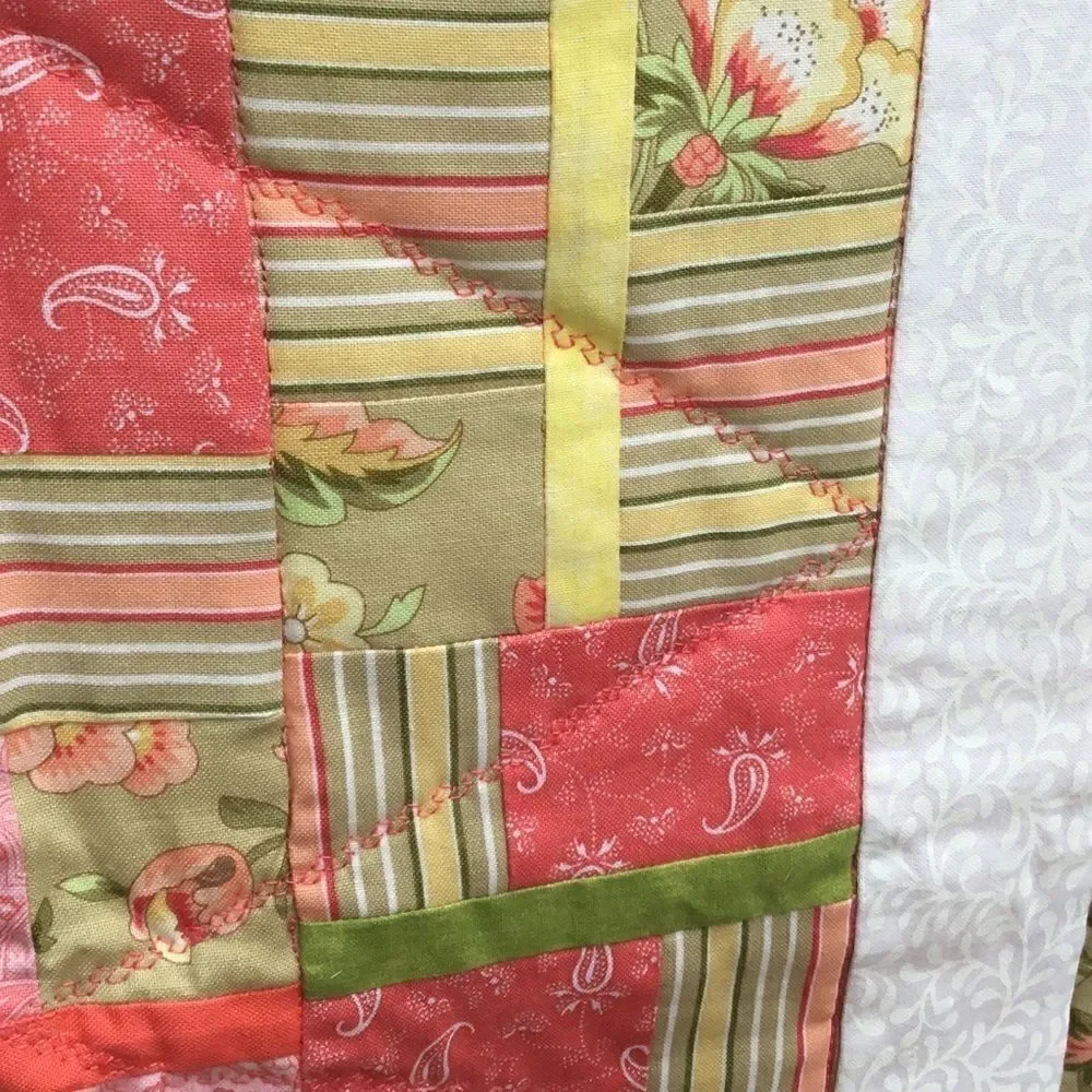 NWT Hand Crafted Orange, Yellow & Greens Quilt